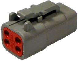 Connector, 4 pole, straight, 2 rows, gray, DTM06-4S