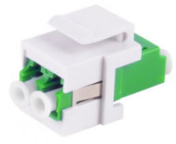 Fiber optic connector, LC duplex socket to LC duplex socket, OS1/OS2, singlemode, ceramic, green, BS08-10201