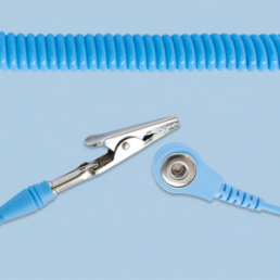 Spiral grounding cable, banana plug, 4.0 mm snap lock, C-198 1265