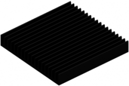 Extruded heatsink, 100 x 100 x 15 mm, 3.4 to 1.9 K/W, black anodized