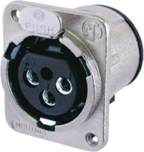 XLR panel socket, 3 pole, silver-plated, 1.0 mm², AWG 18, metal, NC3FDM3-V