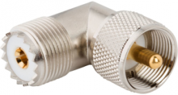 Coaxial adapter, 50 Ω, UHF plug to UHF socket, angled, 182134