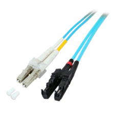 FO patch cable, E2000 to LC duplex, 15 m, OM3, multimode 50/125 µm