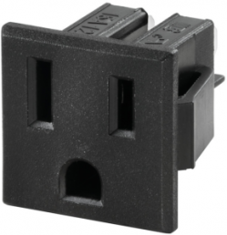 Built-in socket outlet, black, 15 A/125 V, USA, IP20, 1450800000