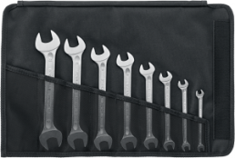 Double open-end wrench kit, 8 pieces with bag, 6-22 mm, 15°, 745 g, Chromium alloy steel, 96400305