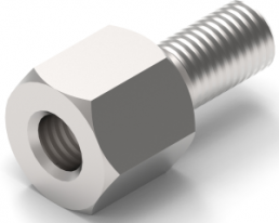 Hexagonal spacer bolt, External/Internal Thread, M3/M3, 9 mm, brass