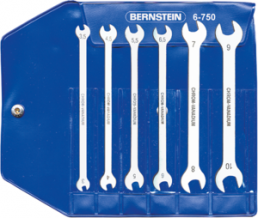 Open-end wrench kit, 6 pieces with bag, 3-10 mm, 125 mm, 85 g, chromium-vanadium steel, 6-750