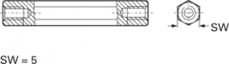 Hexagonal spacer bolt, Internal/Internal Thread, M2.5/M2.5, 8 mm, polyamide