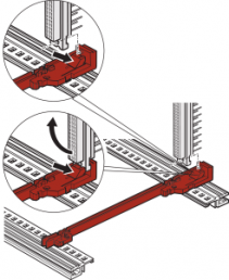 Guide Rail Standard Type, With DIN ConnectorFixing Plastic 160mm 2mm Groove Width Red, 1 Pair