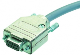 D-Sub connector housing, size: 1 (DE), straight 180°, cable Ø 4 to 10.2 mm, metal, silver, 09670090348