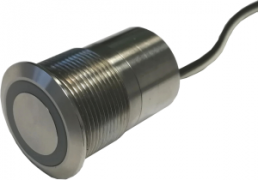 Pushbutton switch, 1 pole, silver, illuminated  (red/green), 0.5 A/24 V, mounting Ø 22 mm, IP68, PTS22DNLCF5N