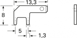 Faston plug, 2.8 x 0.5 mm, L 13.3 mm, uninsulated, angled, 378905.68