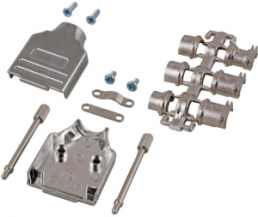 D-Sub connector housing, size: 4 (DC), straight 180°, cable Ø 4 to 13 mm, zinc die casting, silver, 29473.1