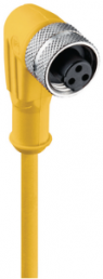 Sensor actuator cable, 1/2"-cable socket, angled to open end, 3 pole, 10 m, PVC, yellow, 4 A, 11432
