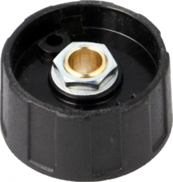 Rotary knob, 6.35 mm, plastic, black, Ø 31 mm, H 15.5 mm, A2531630