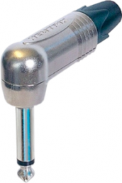 6.35 mm angle jack plug, 2 pole (mono), solder connection, metal, NP2RX