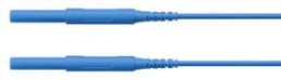 High-voltage measuring lead with (4 mm plug, spring-loaded, straight) to (4 mm plug, spring-loaded, straight), 1 m, blue, silicone, 1.3 mm², CAT IV