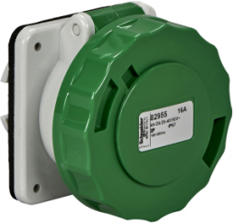 CEE surface-mounted socket, 2 pole, 16 A/20-25 V, green, 4 h, IP67, 82955