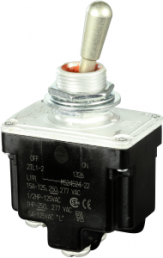 Toggle switch, metal, 2 pole, groping/latching, (On)-Off, 10 A/250 VAC, silver-plated, 2TL1-6