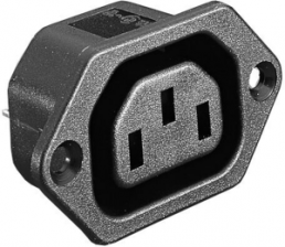 Built-in appliance socket F, 3 pole, screw mounting, plug-in connection, black, PX0675/63