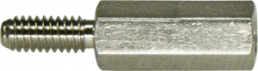 Hexagonal spacer bolt, External/Internal Thread, M3/M3, 15 mm, brass