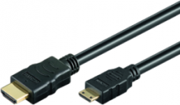 HDMI cable, 1 plug/1 Mini plug, 19-pole, 1,0 m, with Ethernet