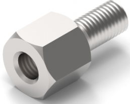 Hexagonal spacer bolt, External/Internal Thread, M3/M3, 17 mm, brass