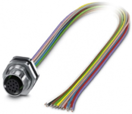 Sensor actuator cable, M12-flange socket, straight to open end, 8 pole, 0.5 m, 2 A, 1411588