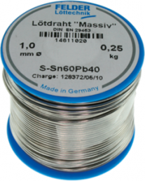 Solder wire, leaded, Sn60Pb40, Ø 1 mm, 500 g