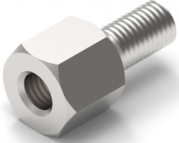 Hexagonal spacer bolt, External/Internal Thread, M3/M3, 6 mm, brass