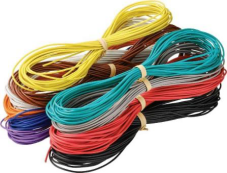 PVC-stranded wires kit, halogen free, 0.5 mm², black/white/red/blue/brown/gray/green/yellow/orange/purple, outer Ø 1.8 mm