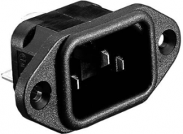 Plug C14, 3 pole, screw mounting, plug-in connection, black, PX0580/63