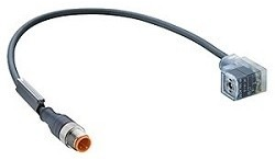 Sensor actuator cable, M12-cable plug, straight to valve connector DIN shape C, 3 pole, 2 m, black, 4 A, 43834