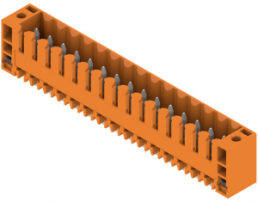 Pin header, 15 pole, pitch 3.5 mm, straight, orange, 1607630000