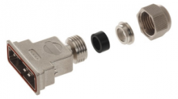 D-Sub connector housing, size: 5 (DD), straight 180°, cable Ø 9 to 11 mm, thermoplastic, shielded, silver, 09670500538