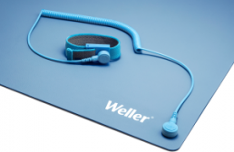 ESD soldering mat kit, blue, 900 x 600 x 2 mm with wrist strap and 2.4 m spiral cable, T0051403699