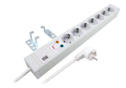 Outlet strip, 7-way, 2 m, 16 A, with surge protection, gray, 691693