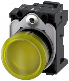Indicator light, 22 mm, round, plastic, yellow, lens, smooth, 24 V AC/DC