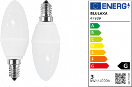 LED lamp, E14, 3 W, 250 lm, 240 V (AC), 2700 K, 230 °, dull, warm white, G
