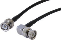 Coaxial Cable, BNC plug (straight) to BNC plug (angled), 50 Ω, RG-58C/U, grommet black, 3 m, C-00800-01-3
