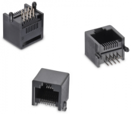 Socket, RJ45, 8 pole, 8P8C, Cat 3, solder connection, through hole, 615008138021