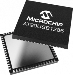 AVR microcontroller, 8 bit, 16 MHz, VFQFN-64, AT90USB1286-MU