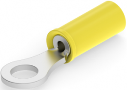 Insulated ring cable lug, 0.2-0.24 mm², AWG 24, 2.84 mm, M2.5, yellow