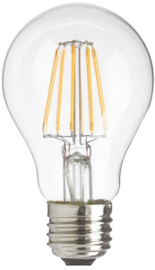 LED lamp, E27, 7 W, 700 lm, 2700 K, 360 °, clear, warm white, F