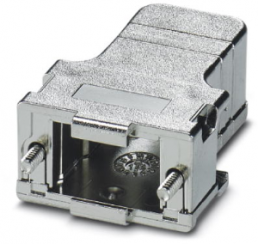 D-Sub connector housing, size: 1 (DE), angled 45°, cable Ø 3.5 to 8.6 mm, ABS, metallisiert, silver, 1419706