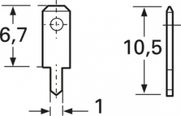 Faston plug, 2.8 x 0.5 mm, L 10.5 mm, uninsulated, straight, 378005.68
