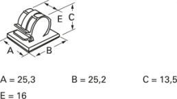 Mounting clamp, max. bundle Ø 9 mm, polyamide, light gray, self-adhesive, (L x W x H) 25.3 x 25.2 x 13.5 mm