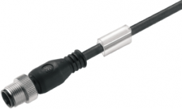 Sensor actuator cable, M12-cable plug, straight to open end, 4 pole, 15 m, PUR, black, 4 A, 9456101500