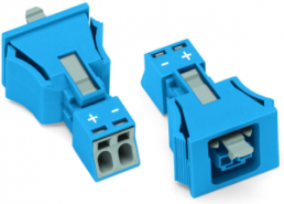 Socket, 2 pole, snap-in, push-in, 0.25-1.5 mm², blue, 890-2102