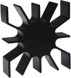 LED heatsink, 50 x 51 x 51.5 mm, 2.2 to 0.95 K/W, black anodized